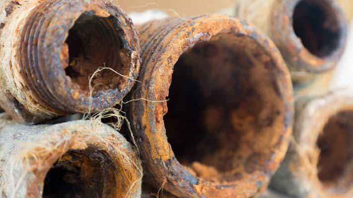 Old galvanized pipes in Tulsa